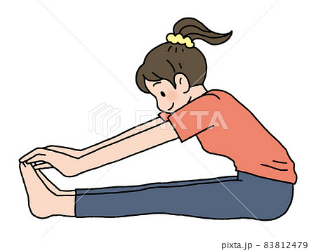 ストレッチ・長座体前屈する女性 83812479
