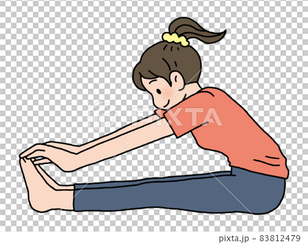 ストレッチ・長座体前屈する女性 83812479