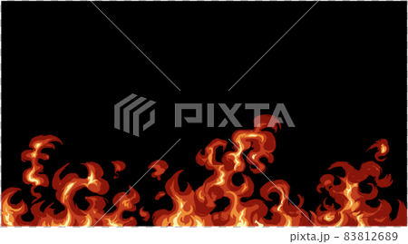 筆　燃え上がる炎のイラスト　和風 83812689