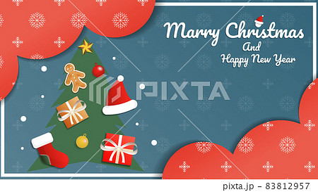 ード(メリークリスマ&ハッピーニューイヤー)横型紺 ード(メリークリスマ&ハッピーニューイヤー)横型紺 83812957