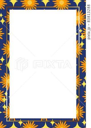 デイジーとキラキラのフレーム　縦位置　ネイビー 83813288