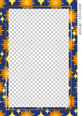 デイジーとキラキラのフレーム　縦位置　ネイビー 83813288