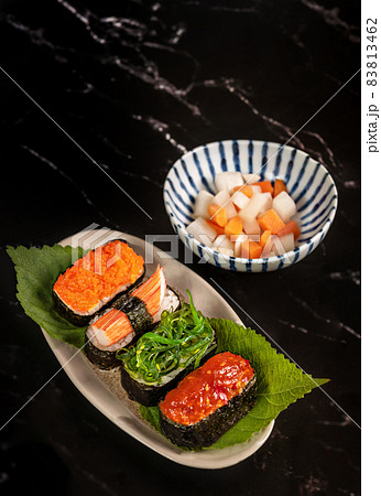 Mixed sushi set on plate Mixed sushi set on plate 83813462