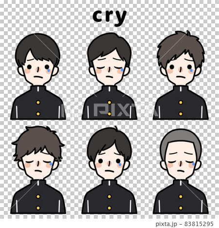 人物イラストセット 男子高生 泣くのイラスト素材