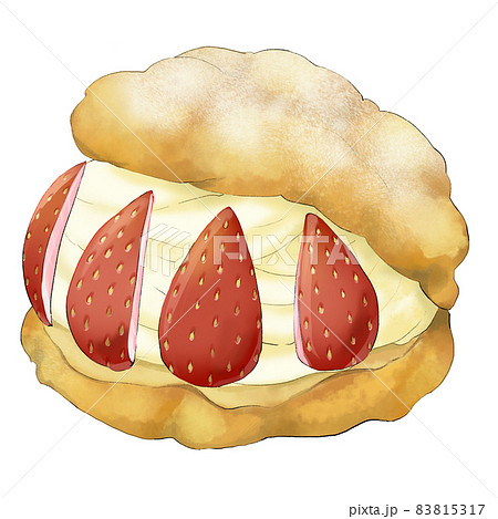 いちごのシュークリーム アナログ風イラストのイラスト素材