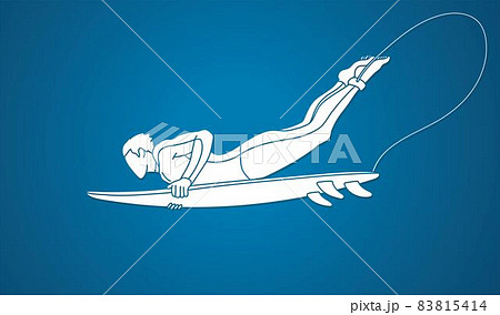 Man Surfer Surfing Sport Action Cartoon Graphic Vector 83815414