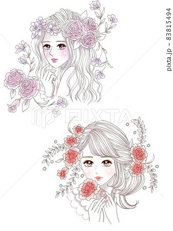 ウエディングおしゃれ花嫁のイラスト素材