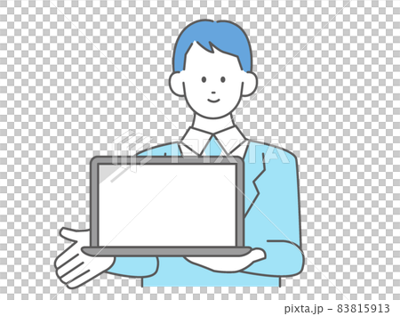 男性插圖顯示和引導電腦屏幕商務人士矢量素材 83815913