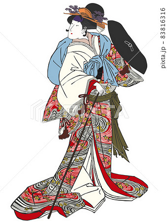 歌川豊国「瀬川路之助桜下道行図」 83816316