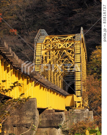 赤芝峡の紅葉と荒川第四橋梁 赤芝峡の紅葉と荒川第四橋梁 83816737