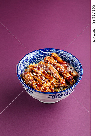 Katsudon fried chicken with rice in a bowl Katsudon fried chicken with rice in a bowl 83817105