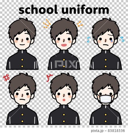 人物イラスト_男子高生表情セット 83818336