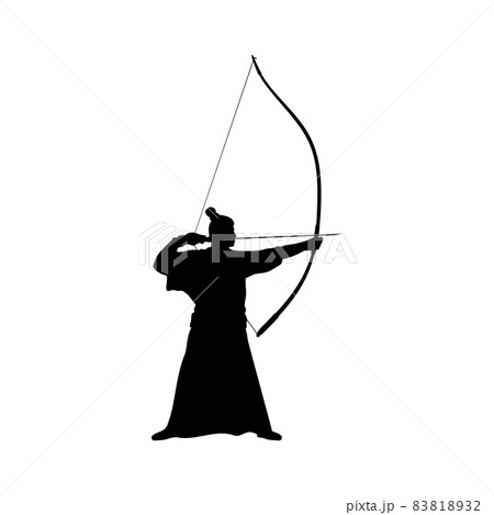 Silhouette Japanese Kyudo archer. Bow shooting. 83818932