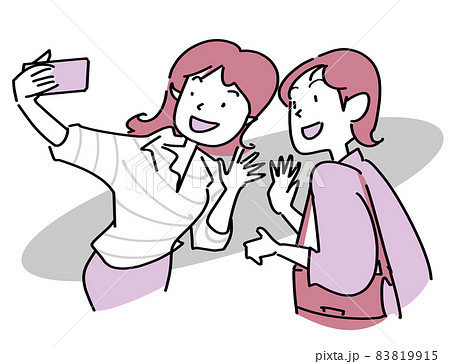 自撮り インスタ映えのイラスト素材