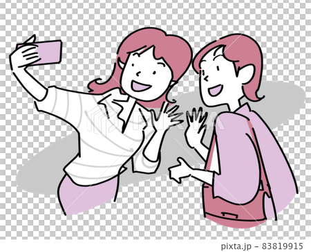 自撮り インスタ映えのイラスト素材