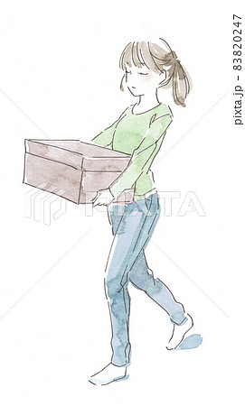 荷物を運ぶ女性 アクリル画 【公式通販】