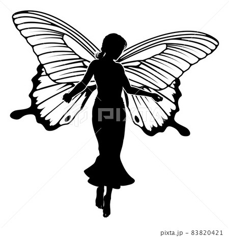 A Fairy In Silhouette With Butterfly Wingsのイラスト素材 0421
