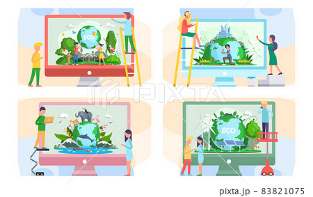 Climate and weather change of planet. Eco friendly, biodiversity, conservation and environmental protection 83821075