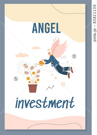 Angel investment concept of banner or card, cartoon flat vector illustration. Angel investment concept of banner or card, cartoon flat vector illustration. 83821139