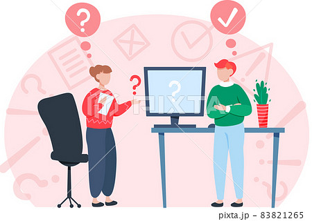 Women solving question. Problem Solution. Career success in teamwork, creative project idea 83821265