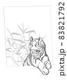ぬりえでつくれる手作り年賀状　線画 83821792