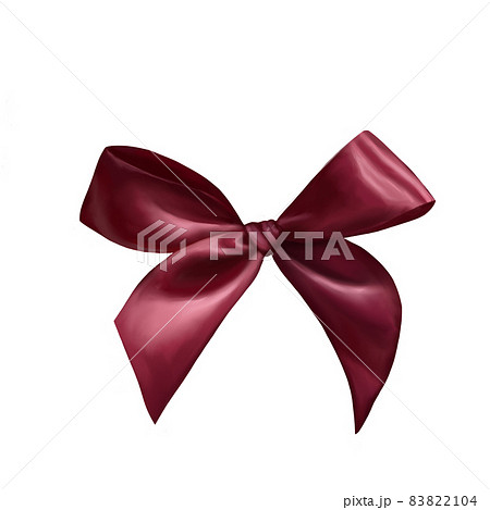 Burgundy bow isolated on white background. Digital paining. 83822104
