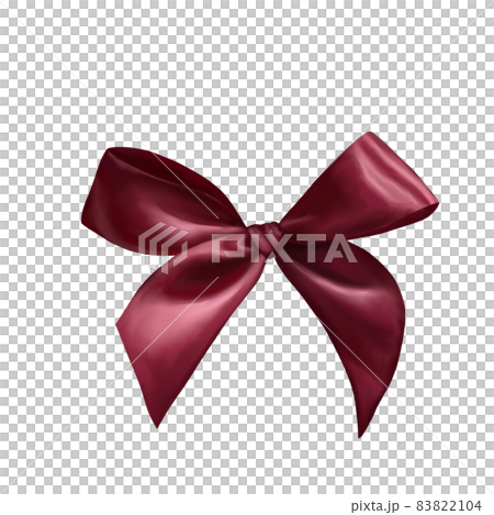 Burgundy bow isolated on white background. Digital paining. 83822104