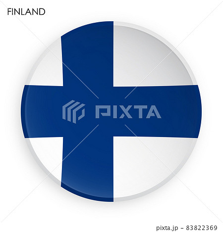 FINLAND flag icon in modern neomorphism style. Button for mobile application or web. Vector on white background