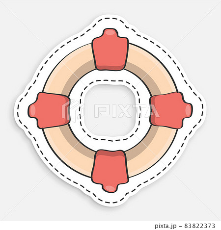 cartoon icon of doodle Life ring. Equipment for rescue of drowning. Vector isolated on white background 83822373