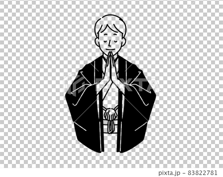 A man in a kimono holding hands-black A man in a kimono holding hands-black 83822781