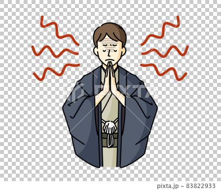 一個穿著和服的男人雙手合十祈禱 83822933