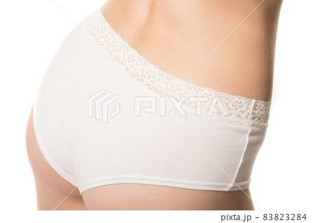 girl in panties, half-length shot on white background 83823284