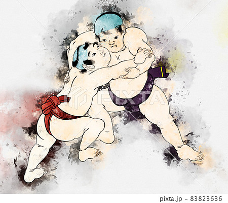 浮世絵　相撲取り　その29 水彩風 83823636