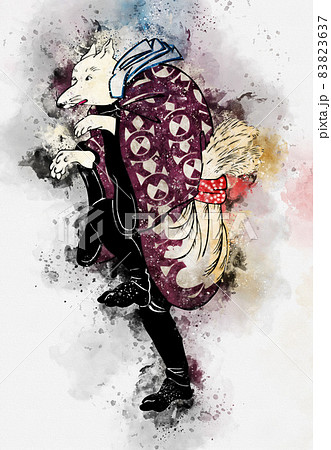 浮世絵 キツネ男 その2 水彩風のイラスト素材 [83823637] - PIXTA