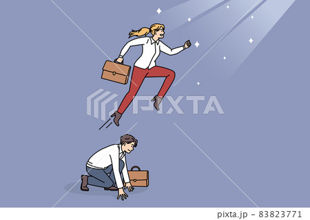 Motivated businesswoman reach career work goal  83823771