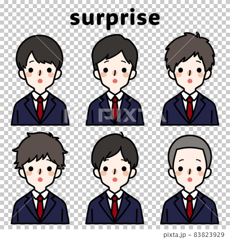 人物イラストセット_男子高生_驚く 83823929