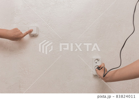 Home electrical appliances, plug and socket safe use, power of connection of electrical equipment Home electrical appliances, plug and socket safe use, power of connection of electrical equipment 83824011