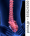 Spine Pain. Blue Human Anatomy Body 3D render on black background 83824300