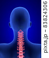 cervical Spine Pain. Blue Human Anatomy Body 3D render on blue background 83824306