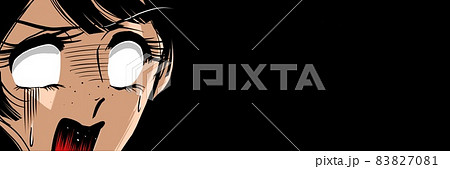70年代少女漫画嫌な予感怖がり怯える黒髪女性アップ 70年代少女漫画嫌な予感怖がり怯える黒髪女性アップ 83827081