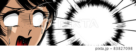 70年代少女漫画嫌な予感怖がり怯える黒髪女性アップ  83827098