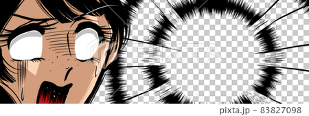 70年代少女漫画嫌な予感怖がり怯える黒髪女性アップ  83827098