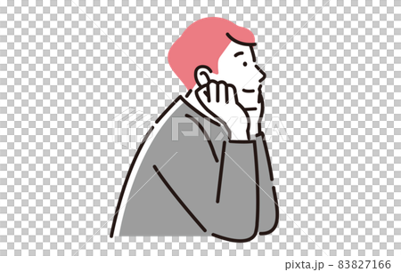 人物 頬杖をする男性の横顔 83827166