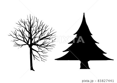 Silhouette of trees isolated on white background 83827441