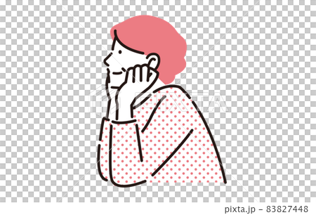 人物 頬杖をするシニア女性の横顔 83827448