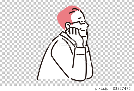 人物 頬杖をするシニア男性の横顔 83827475