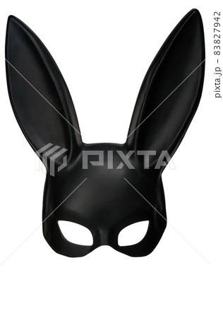 Vertical closeup shot of a black rabbit mask isolated on a white background. High quality photo Vertical closeup shot of a black rabbit mask isolated on a white background. High quality photo 83827942