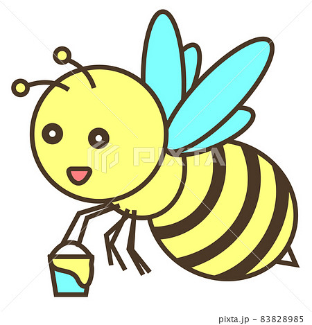 ハチミツを運ぶミツバチのシンプルでかわいいイラストのイラスト素材 85