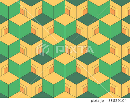黄色と緑の亀甲柄 83829104