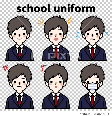 人物イラスト_男子高生表情セット 83829291